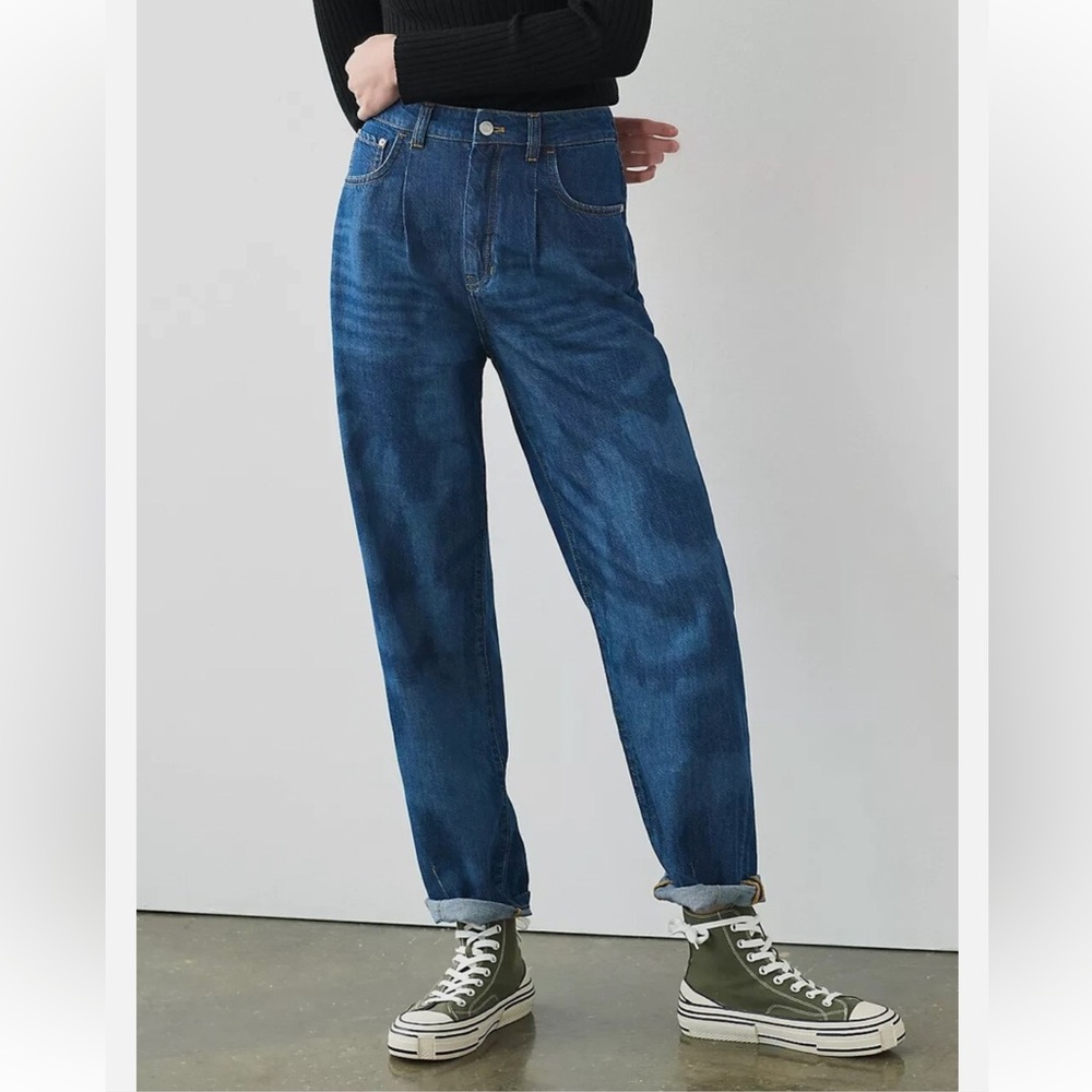 Anthropologie Dark Blue High-Rise Relaxed Jeans